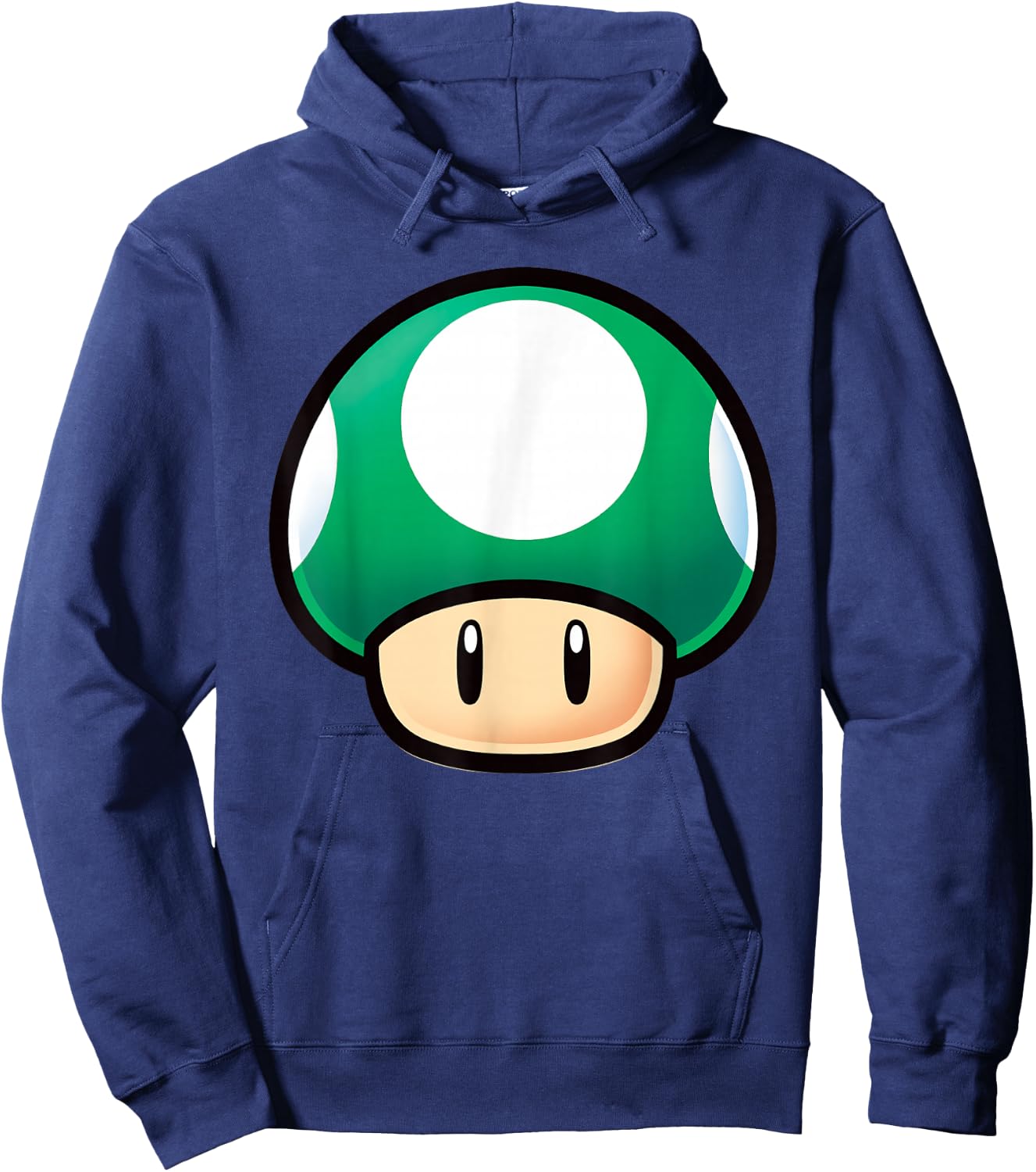 Super Mario Green Mushroom Big Face Hoodie - Hoodie | Navy