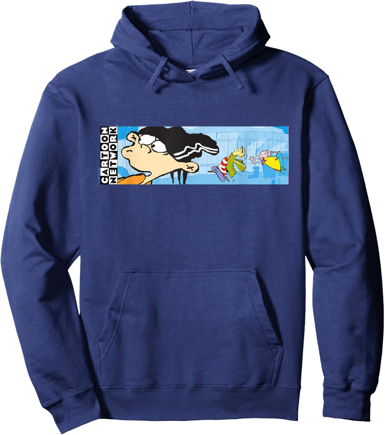 Ed EDD N Eddy Panoramic Scene Y2K Funny Cartoon Network Hoodie - Hoodie | Navy