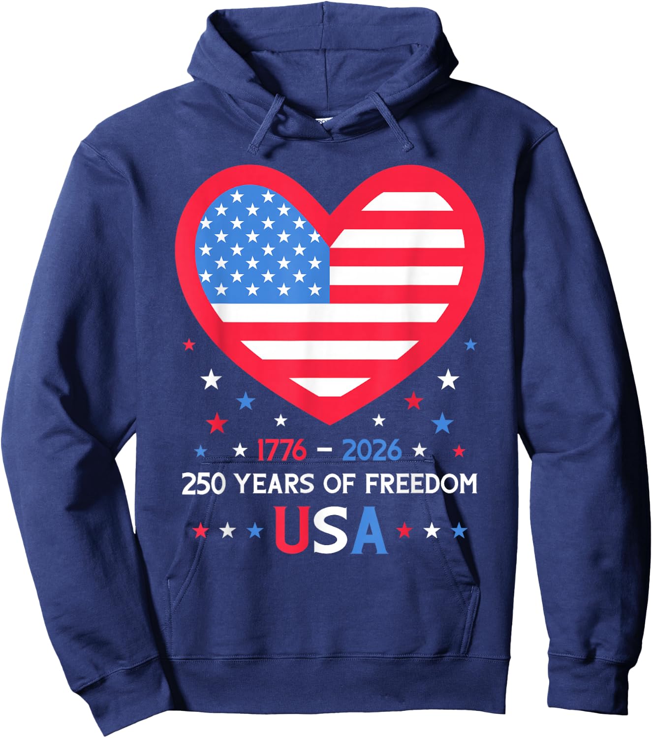 250 Years of Freedom USA Heart 1776-2026 250th Anniversary Hoodie - Hoodie | Navy