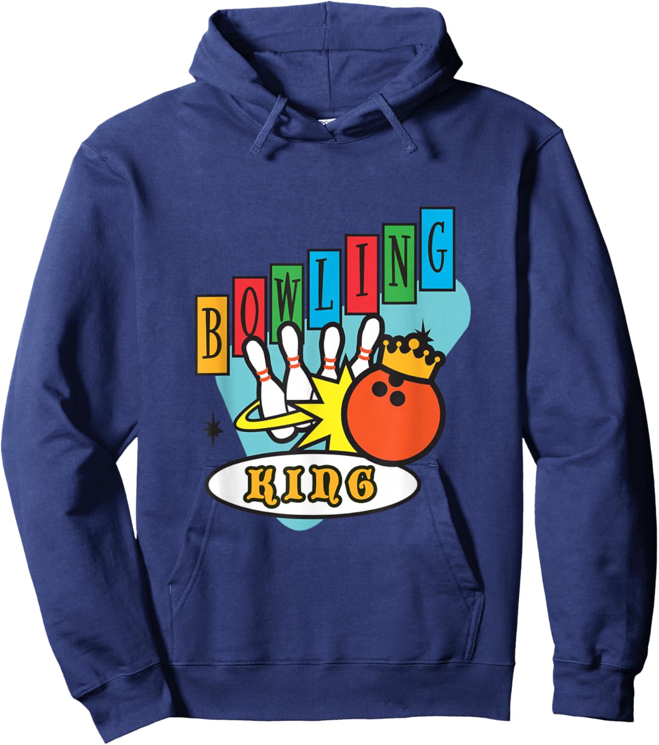 Vintage Bowling King Funny Team Matching Outfit for Bowlers Hoodie - Hoodie | Navy