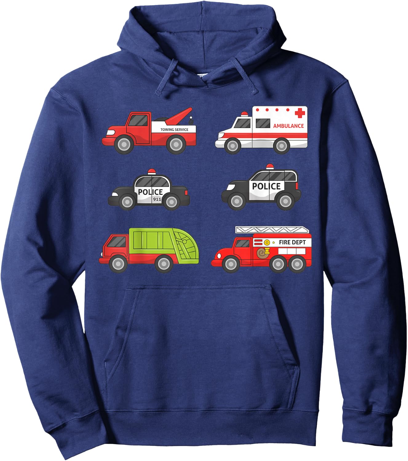 Emergency Vehicles Fire Truck Police Car Ambulance Shirt Hoodie - Hoodie | Navy