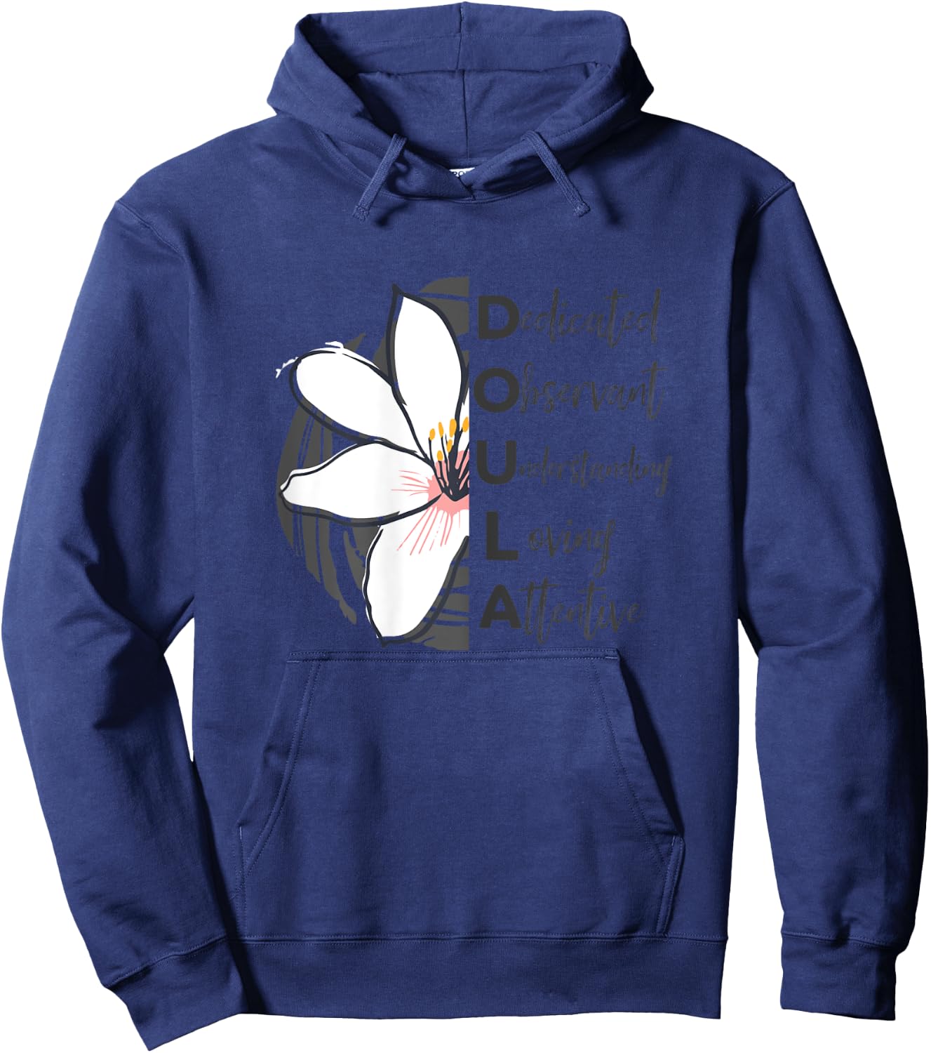 Doula Quote Thank you Appreciation Half Picture Text Hoodie - Hoodie | Navy