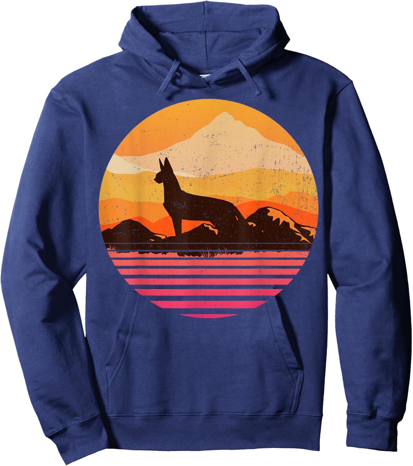 AFRICAN SERVAL Sun Mountain Vintage Retro Hoodie - Hoodie | Navy