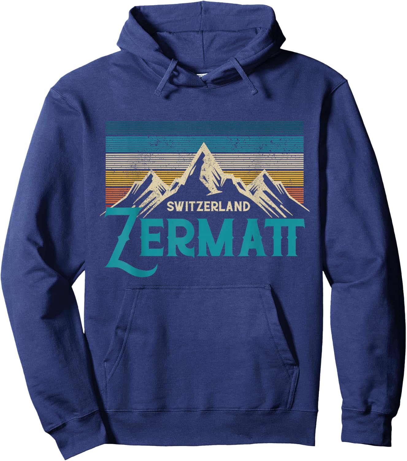 Zermatt Switzerland Vintage Mountains Ski Souvenir Gift Hoodie - Hoodie | Navy