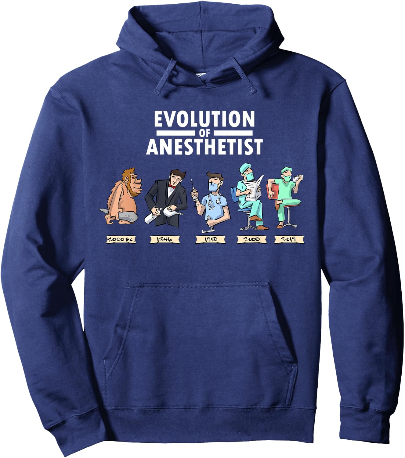 Funny Anesthesia T shirt Evolution of Anesthesia Gift Hoodie - Hoodie | Navy