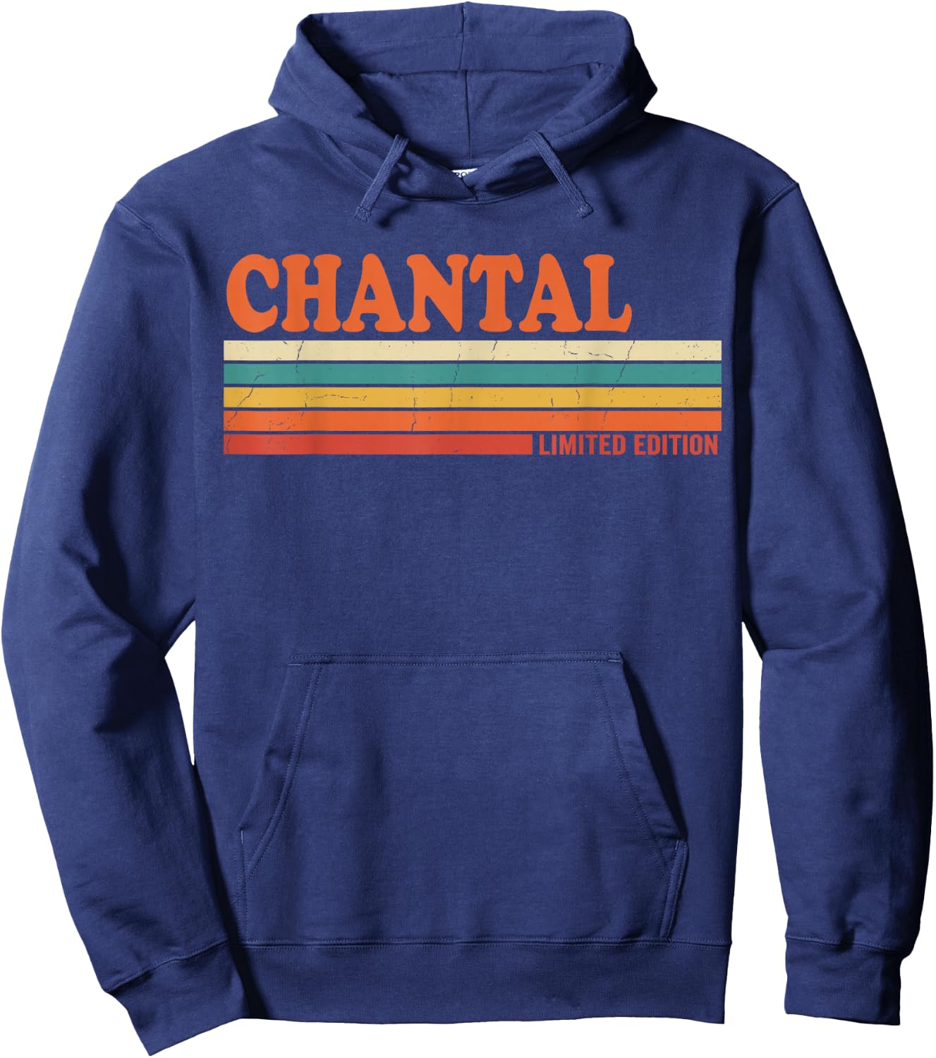 Chantal Retro Personalized First Name Vintage Stripes Hoodie - Hoodie | Navy