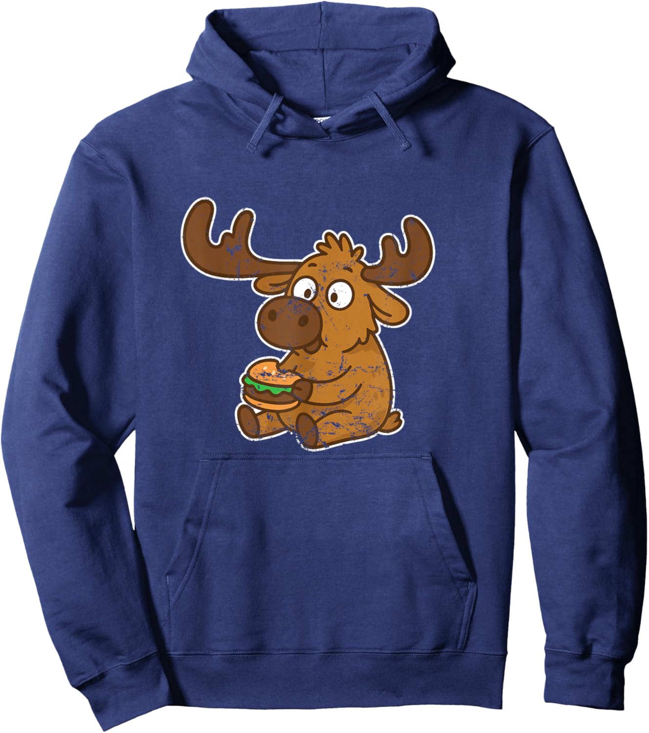 Moose Burger Forest Cartoon Hoodie - Hoodie | Navy