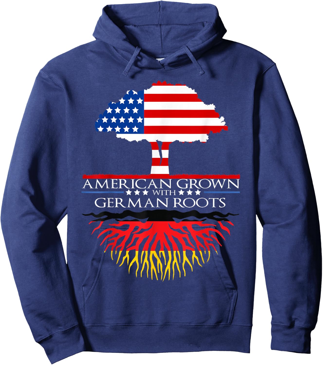 German Roots American Grown Tree Flag USA Germany Hoodie - Hoodie | Navy