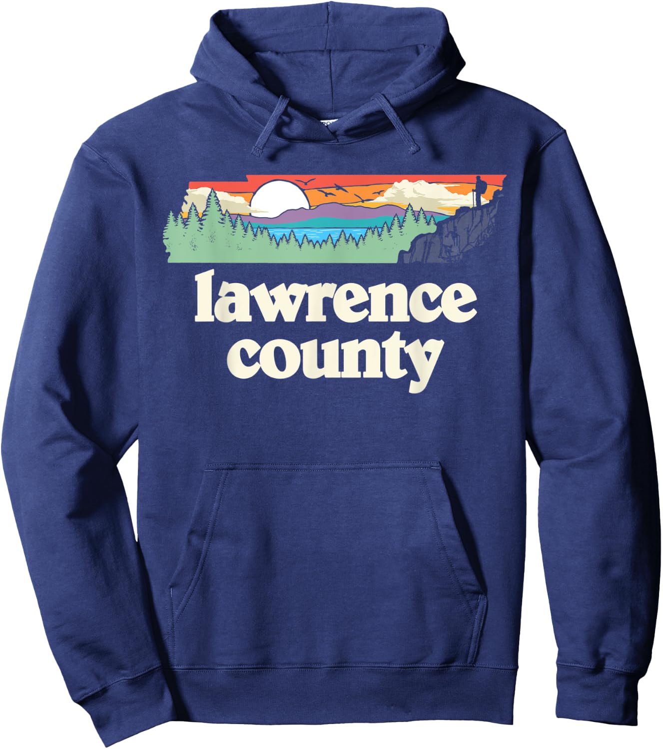 Lawrence County Tennessee Outdoors Retro Nature Graphic Hoodie - Hoodie | Navy