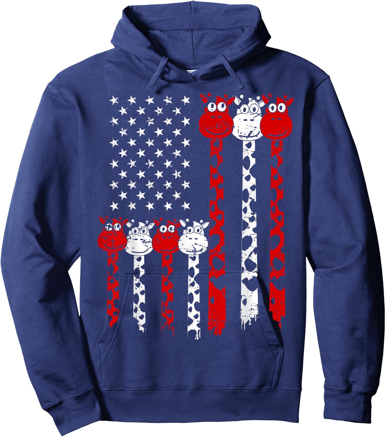 American Flag Giraffe 4th of July Cute USA Gift Hoodie - Hoodie | Navy
