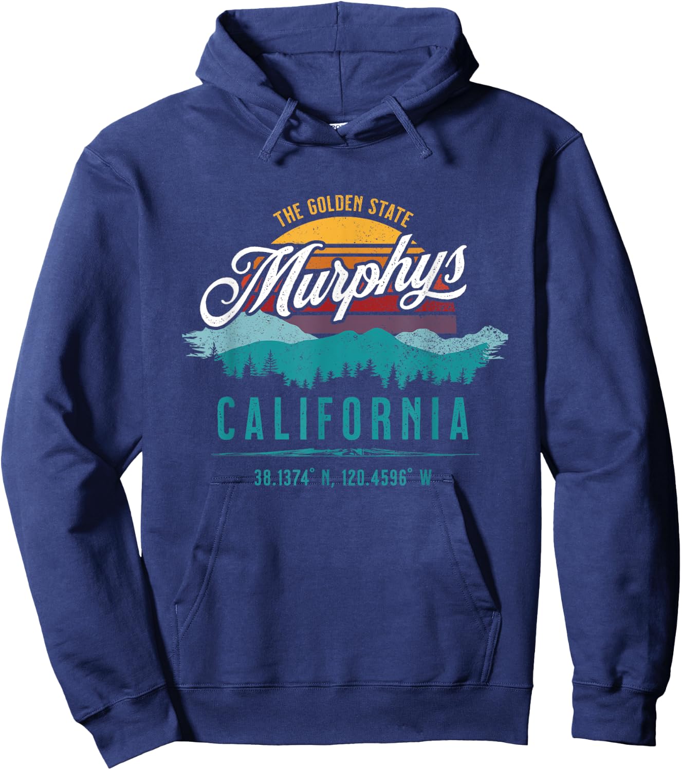 Retro Murphys California Mountains Sun Grunge Art Souvenir Hoodie - Hoodie | Navy