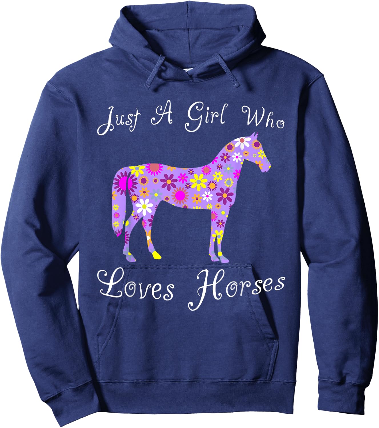Fun Cute Just A Girl Who Loves Horses Hoodie - Hoodie | Navy