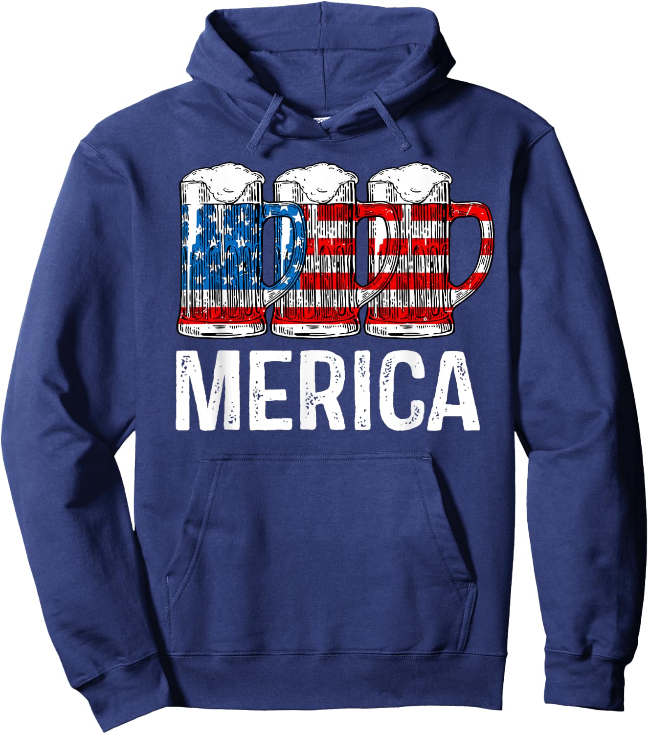 Merica Beer American Flag T shirt 4th of July Shirt Gift Men Hoodie - Hoodie | Navy