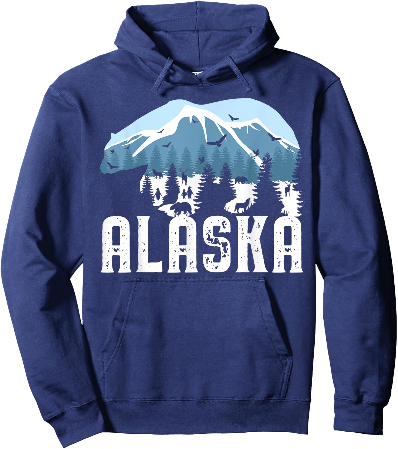Alaska T Shirt Polar Bear Wild Animal Snow Mountain & Nature Hoodie - Hoodie | Navy