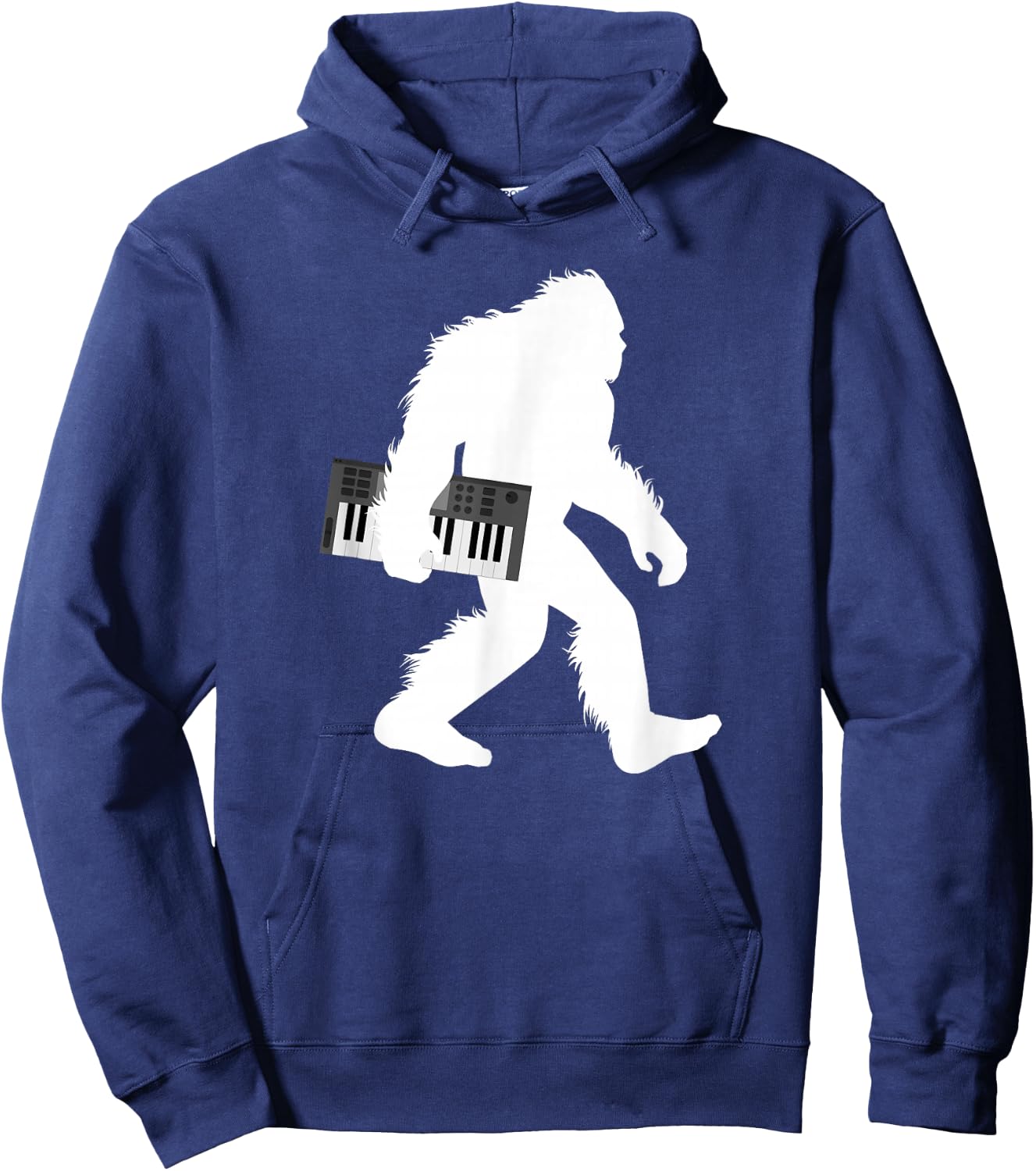 Bigfoot With Piano Shirt, Sasquatch Music Keyboard Gift Hoodie - Hoodie | Navy