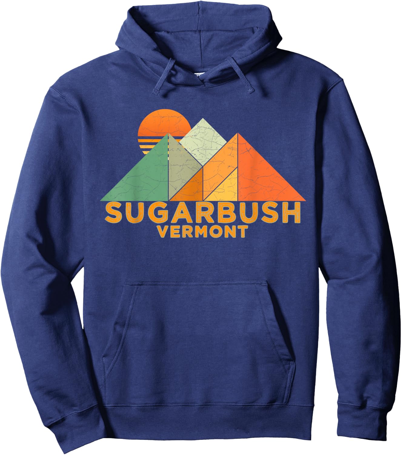 Retro Vintage Sugarbush Vermont -Distressed Shirt Hoodie - Hoodie | Navy