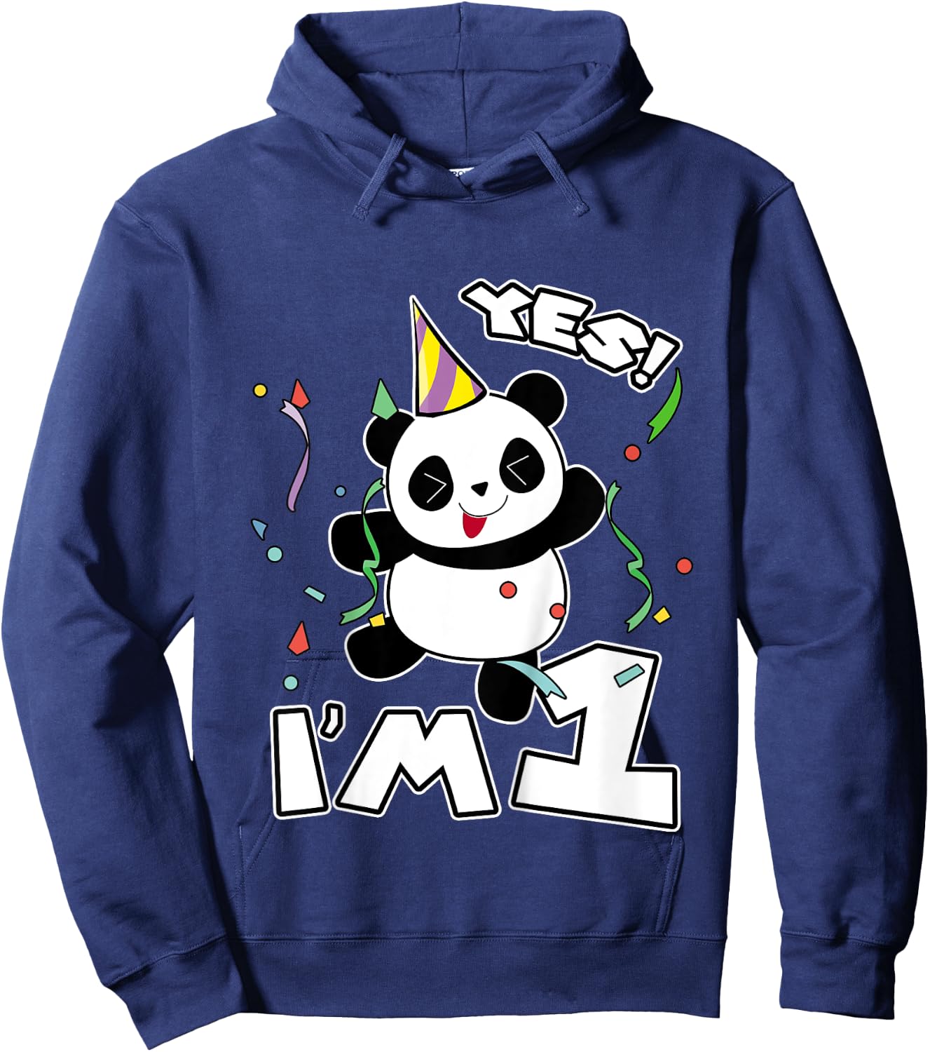 Kids 1st Birthday Panda Shirt Yes I'm 1 Panda Costume Gift Hoodie - Hoodie | Navy