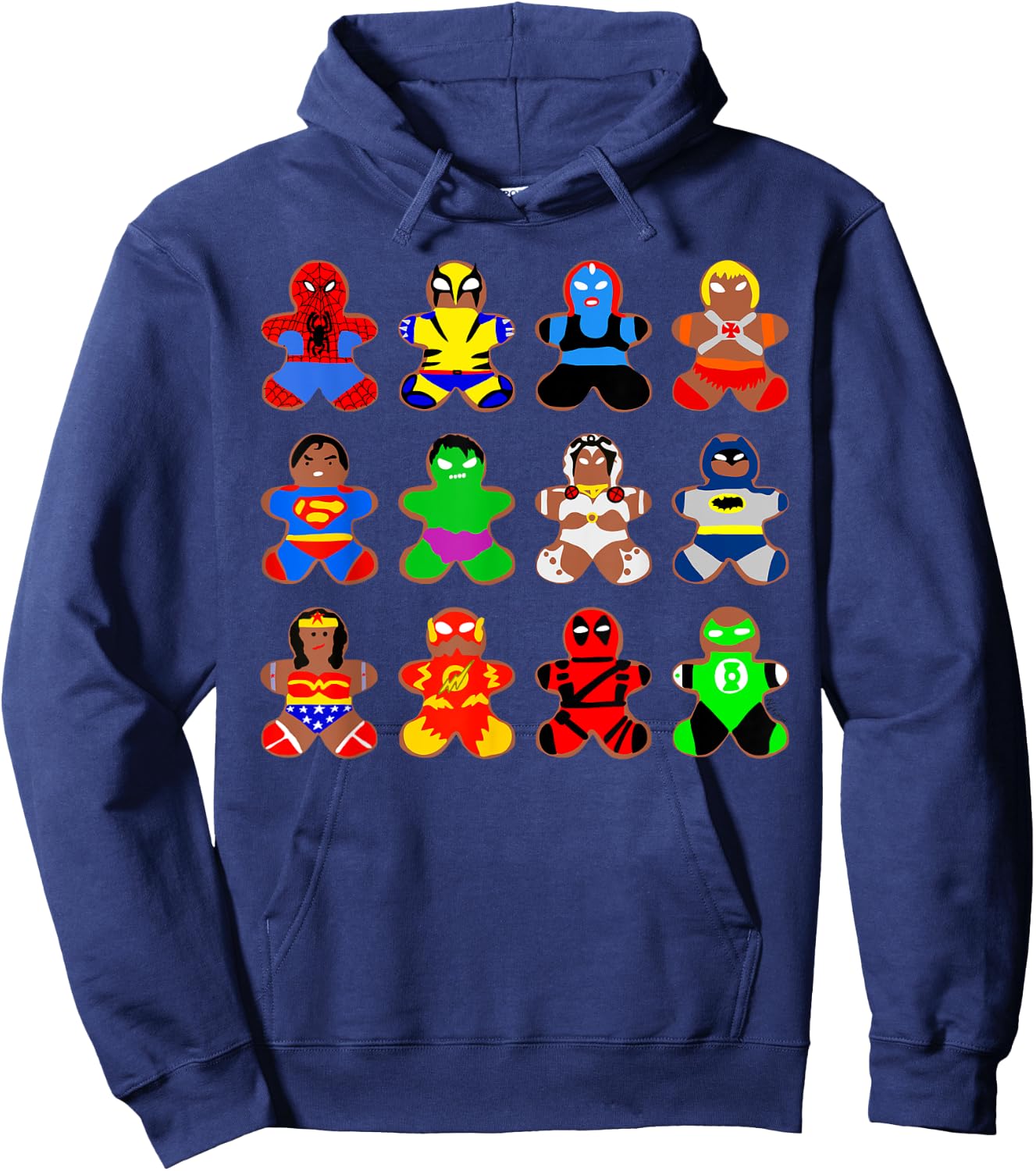 Superhero Gingerbread Man Women Men Christmas Xmas Hoodie - Hoodie | Navy