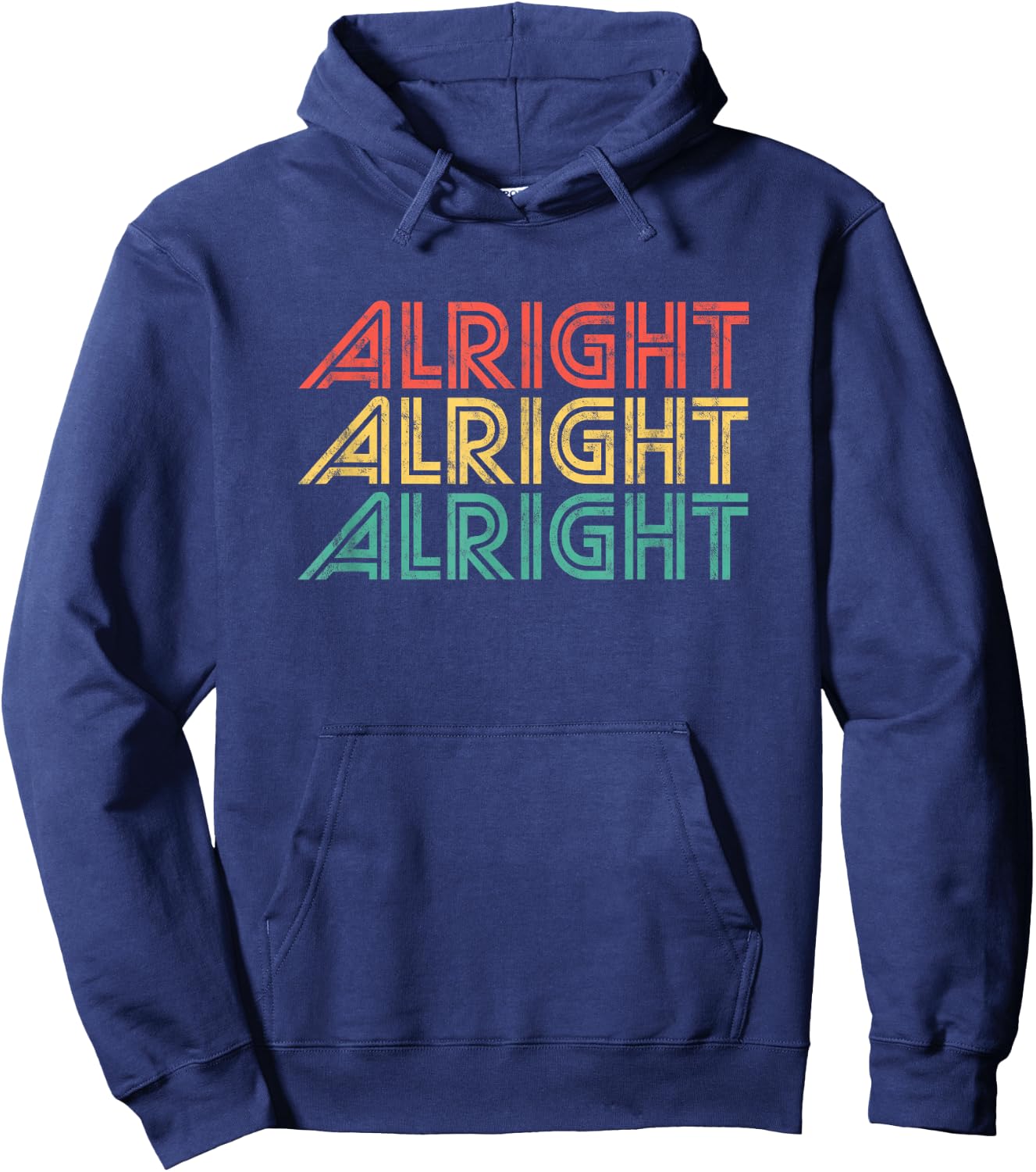 Alright Retro 70's Distressed Vintage Classic Seventies Hoodie - Hoodie | Navy