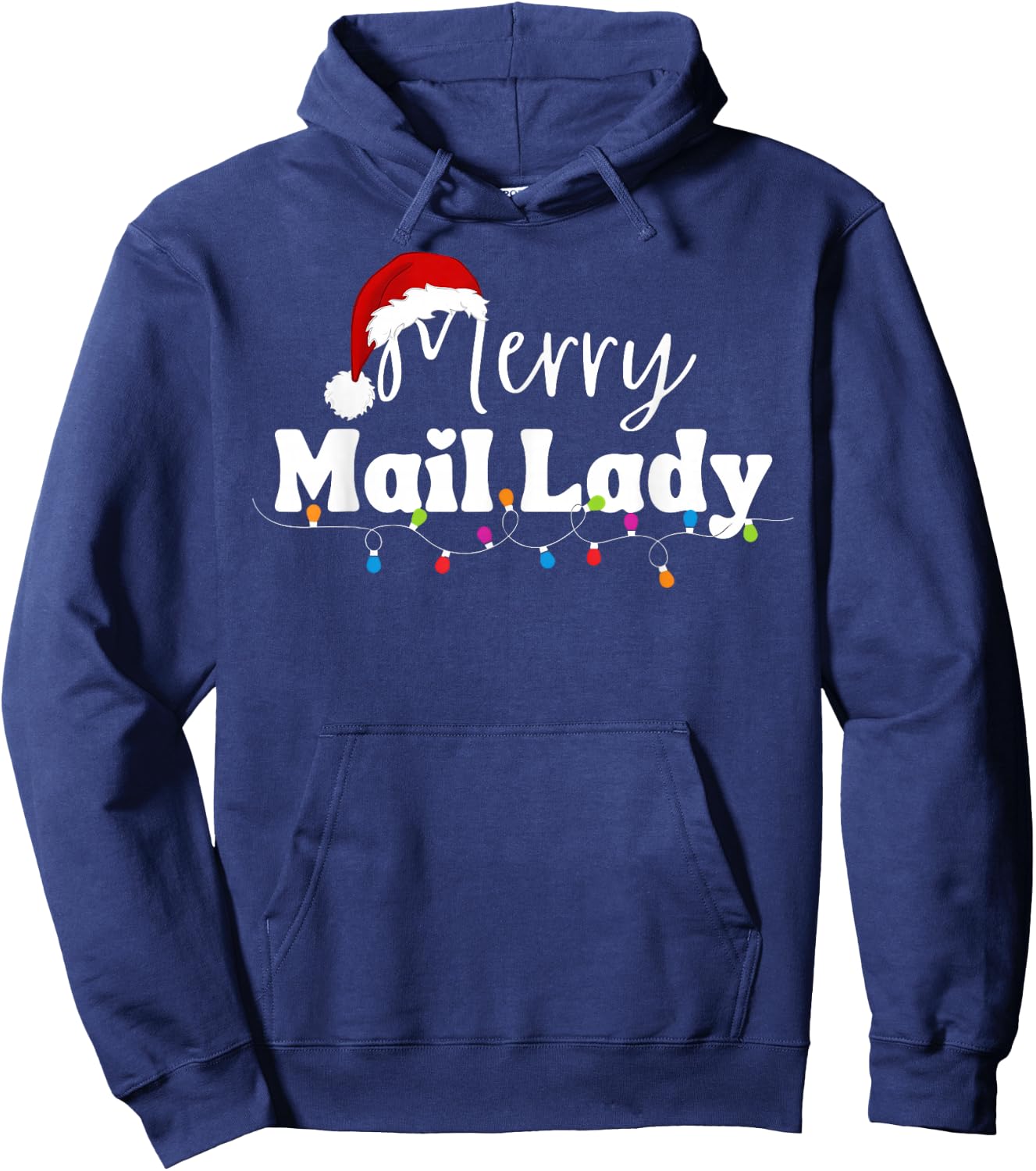 Merry Mail Lady Christmas Santa Postal Worker Mail Carrier Hoodie - Hoodie | Navy