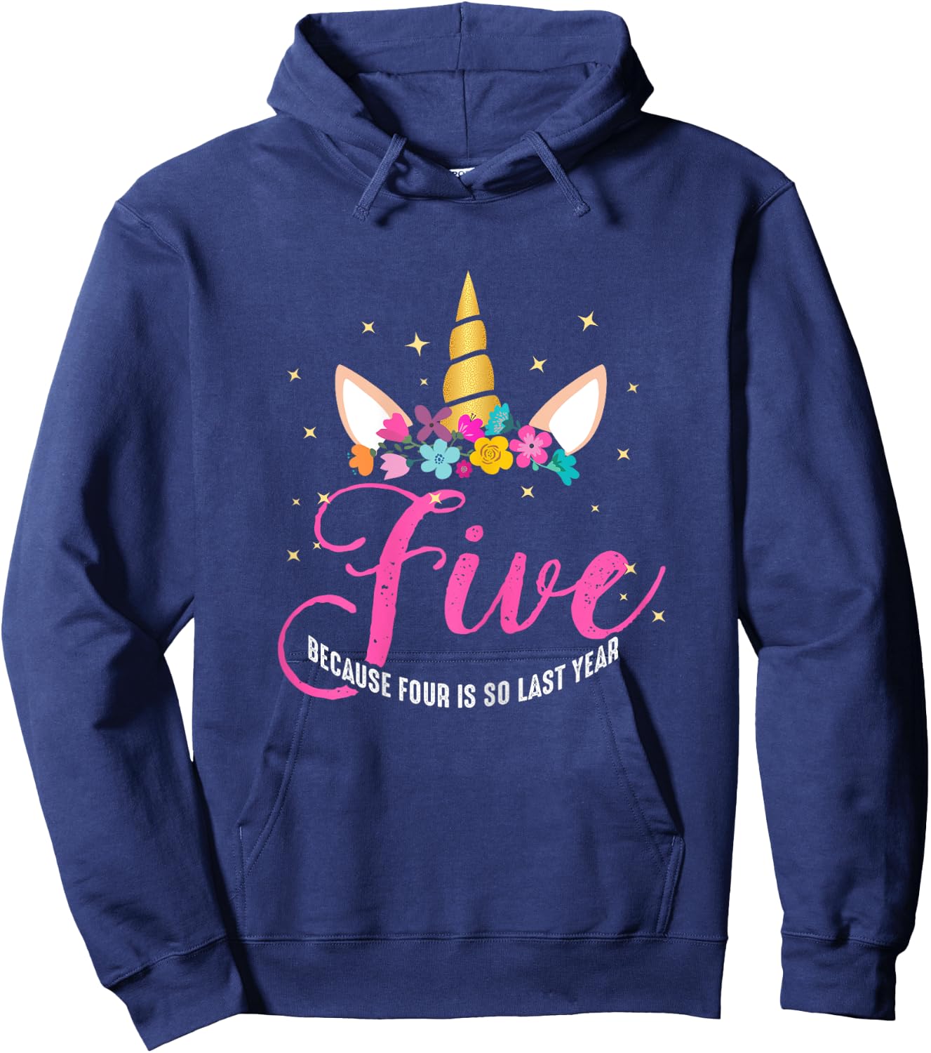 5 Years Old Birthday Girl Gifts Unicorn 5th Birthday Hoodie - Hoodie | Navy