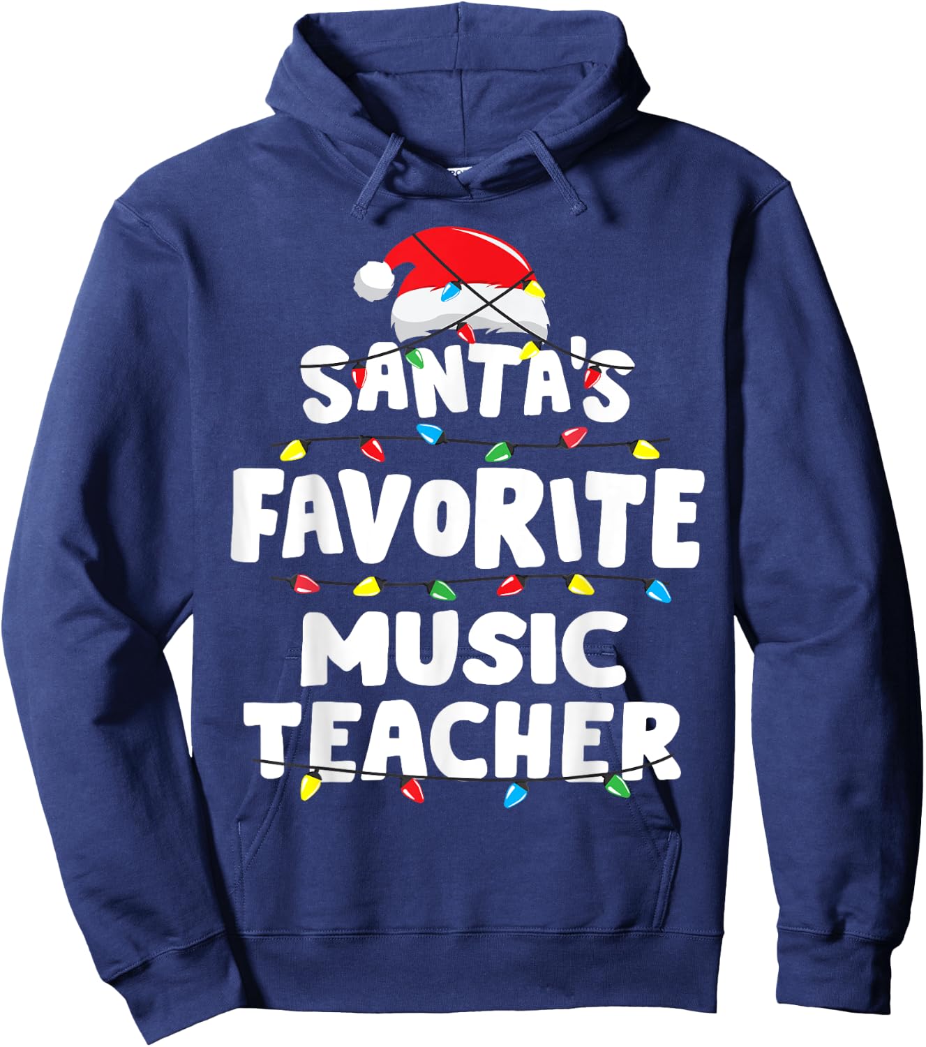 Music Teacher Santa's Favorite Funny Gift Xmas Men Women Kids Hoodie - Hoodie | Navy