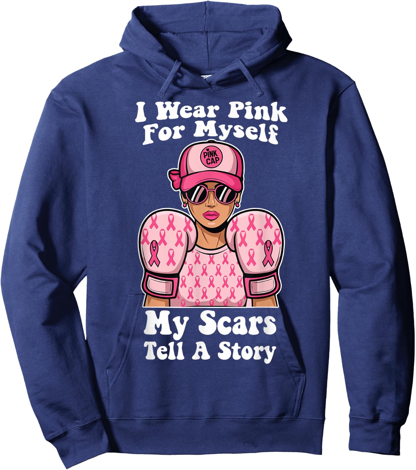 I Wear Pink For Myself My Scars Tell A Story Breast Cancer Hoodie - Hoodie | Navy