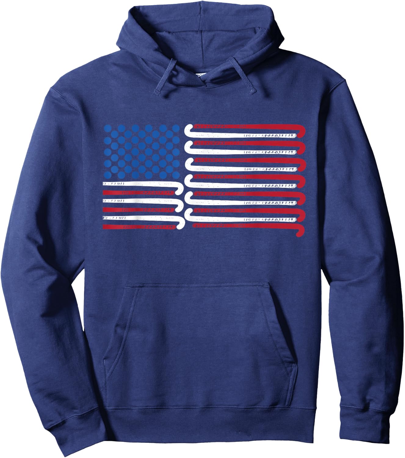 Field Hockey American Flag with Blue Balls for Stars Hoodie - Hoodie | Navy