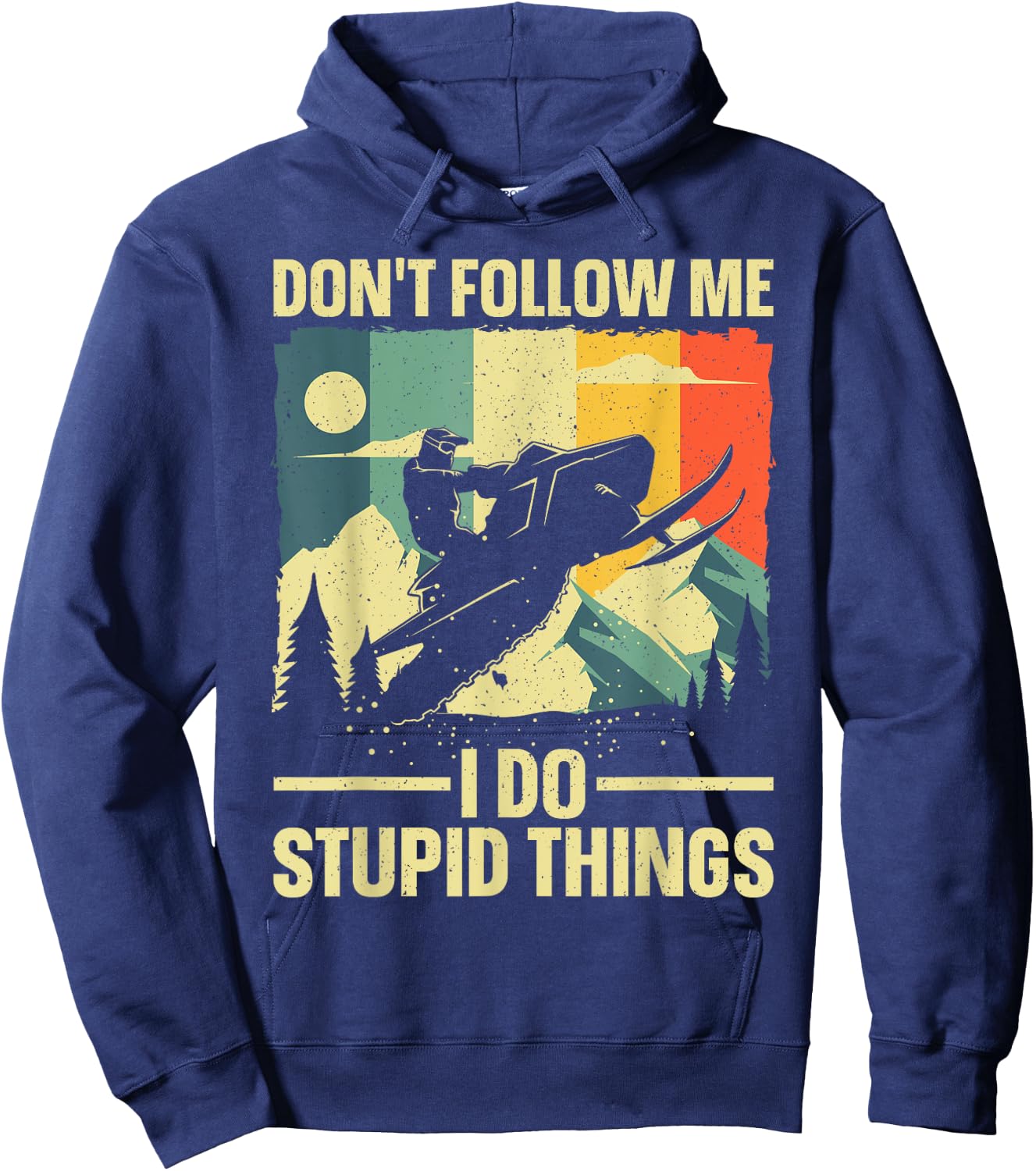 Snowmobile Gift Snowmobiling Accessories & Stuff -Child Snow Black Small Classic Fit Short Sleeve Art Snowmobile-Themed Hoodie - Hoodie | Navy