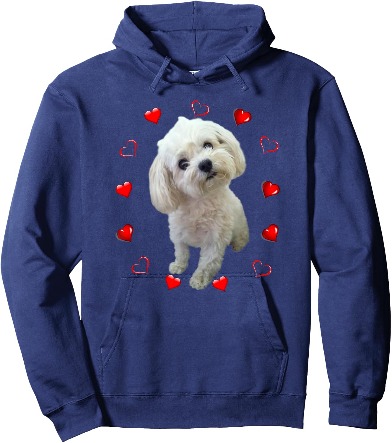 Maltese Dog Lover Puppy Owner Maltipoo Mix Fans Hearts Hoodie - Hoodie | Navy