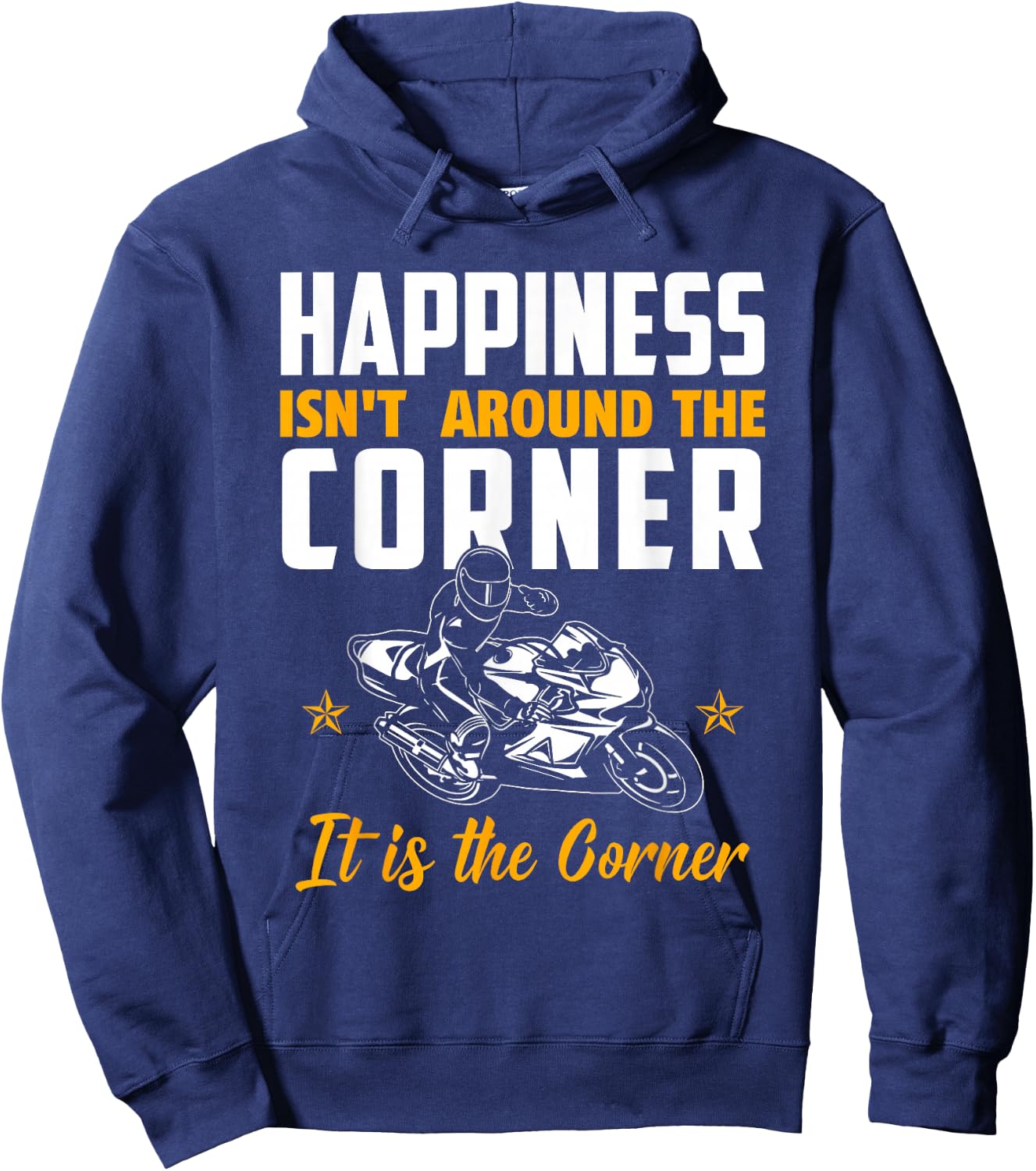 Superbike Biker Gift with Quote / Happiness Corner Hoodie - Hoodie | Navy