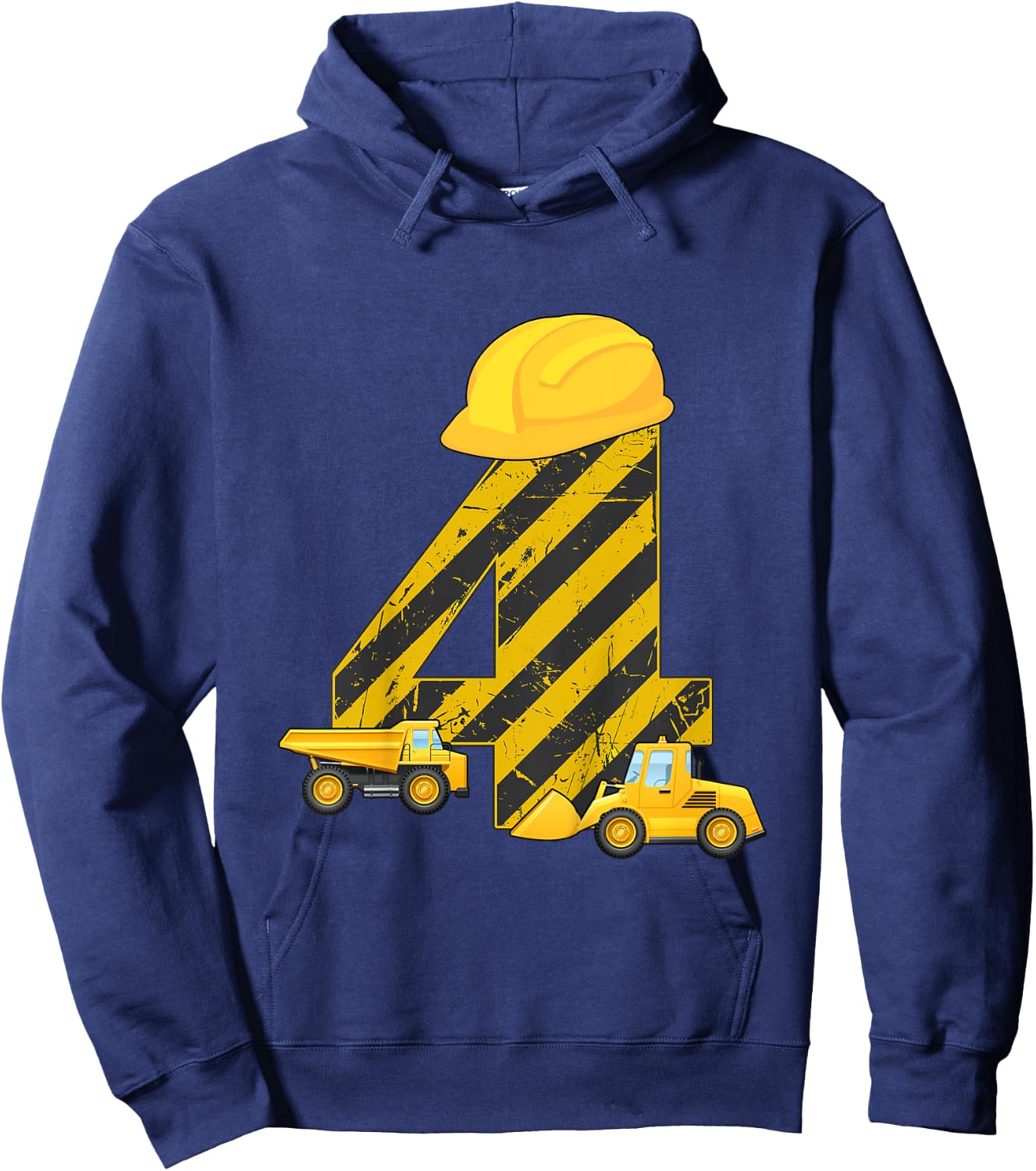 4th Birthday Digger I 4 Years Builder Excavator Gift Hoodie - Hoodie | Navy