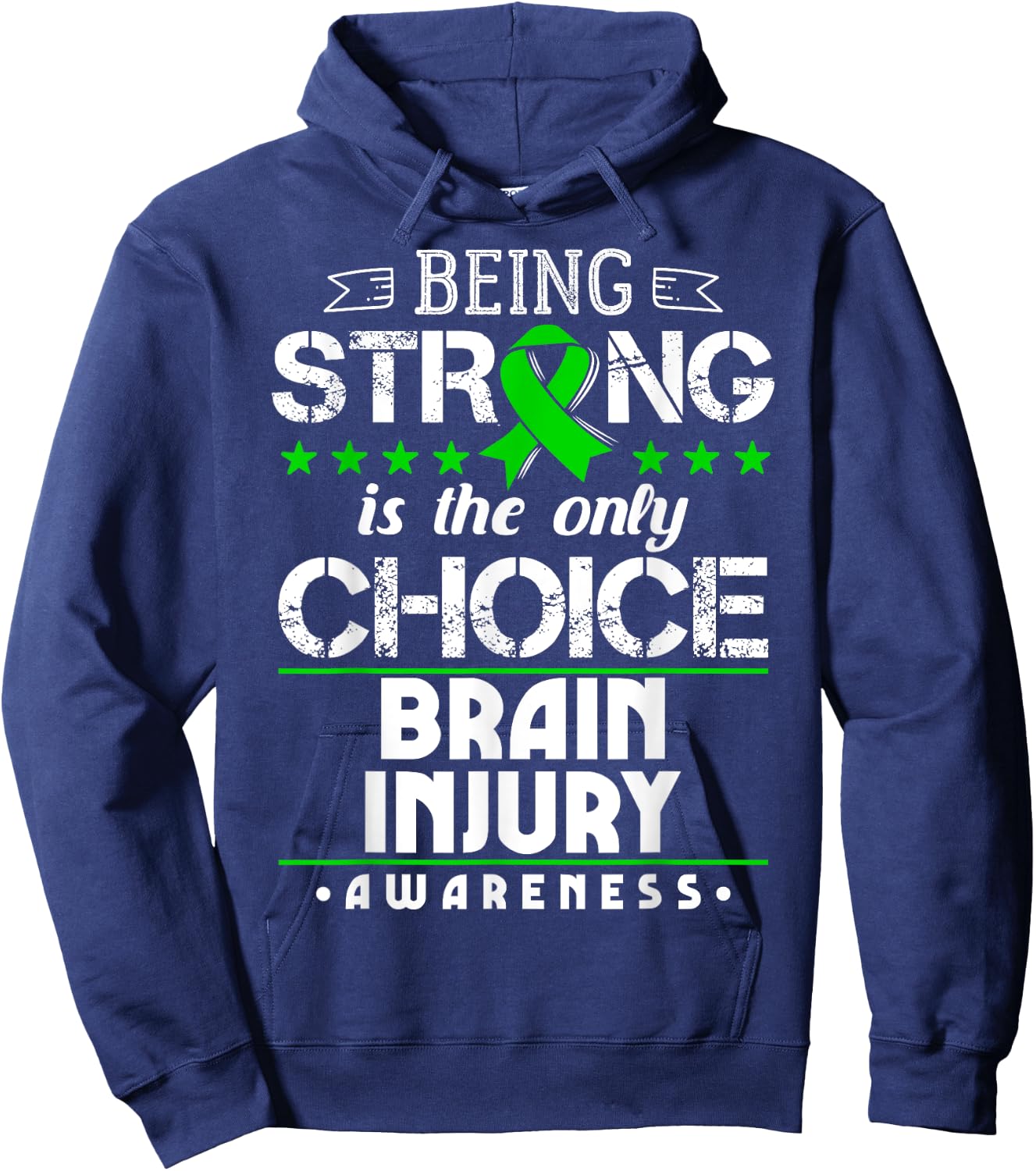 Brain Trauma Gift TBI Intracranial Injury Awareness Ribbon Hoodie - Hoodie | Navy