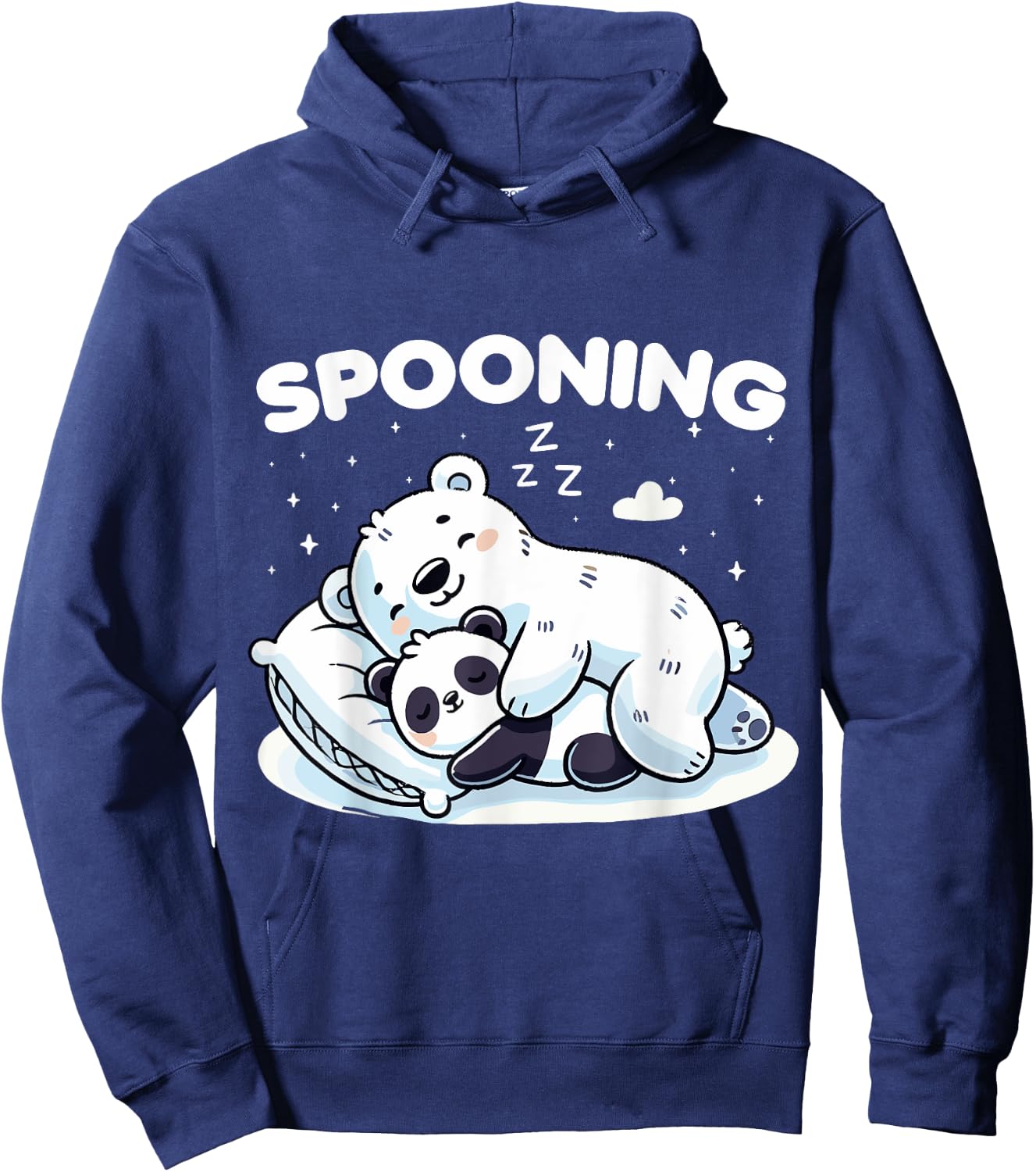 Sleeping Bear Couple Spooning Cute Sleepy Bears for Couples Hoodie - Hoodie | Navy