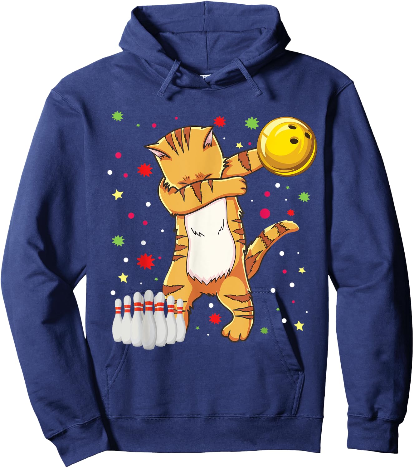 Dabbing Cat Bowling Shirts Funny Bowling Gift Cat Mom Girl Hoodie - Hoodie | Navy