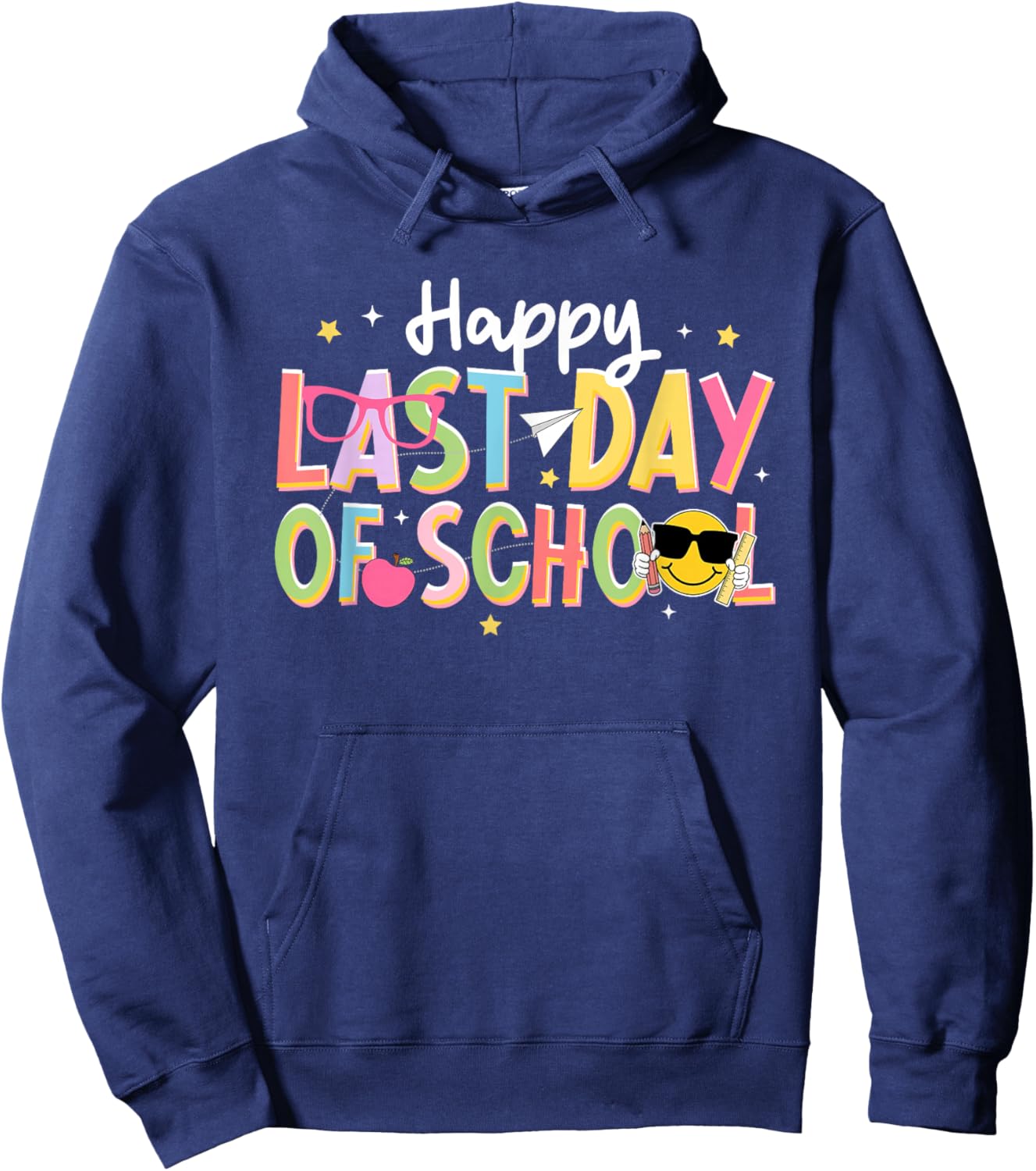 Last-Day of School Smile Face Teacher Student End of Year Hoodie - Hoodie | Navy