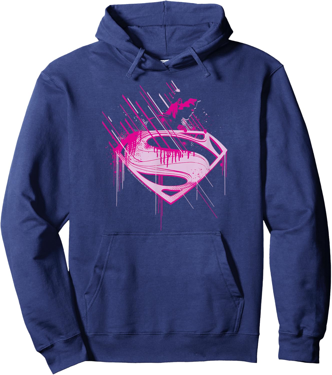 Superman Man of Steel Pink Splatter Hoodie - Hoodie | Navy