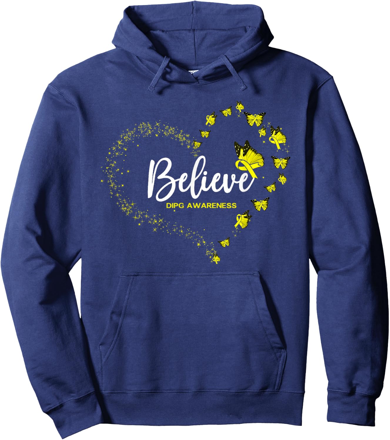 DIPG Awareness Butterfly Believe Hoodie - Hoodie | Navy