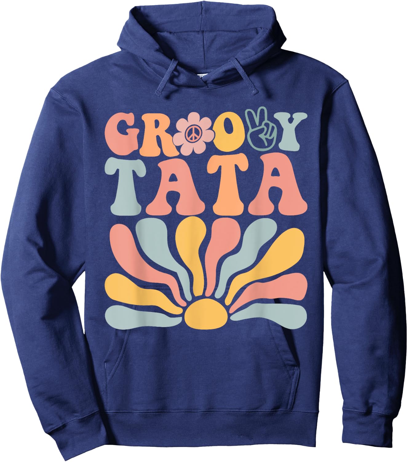 Groovy Retro Tata Matching Family 1st Birthday Party Hoodie - Hoodie | Navy