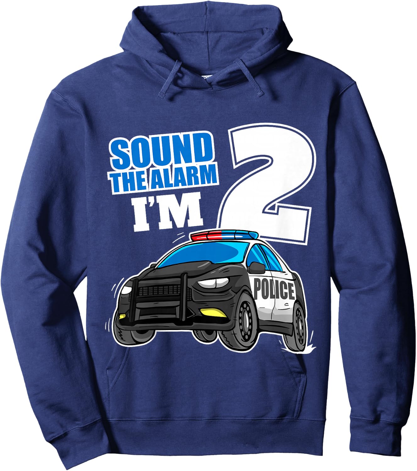 Kids Police Car 2nd Birthday Boy 2 Cop Policeman Officer Two Hoodie - Hoodie | Navy