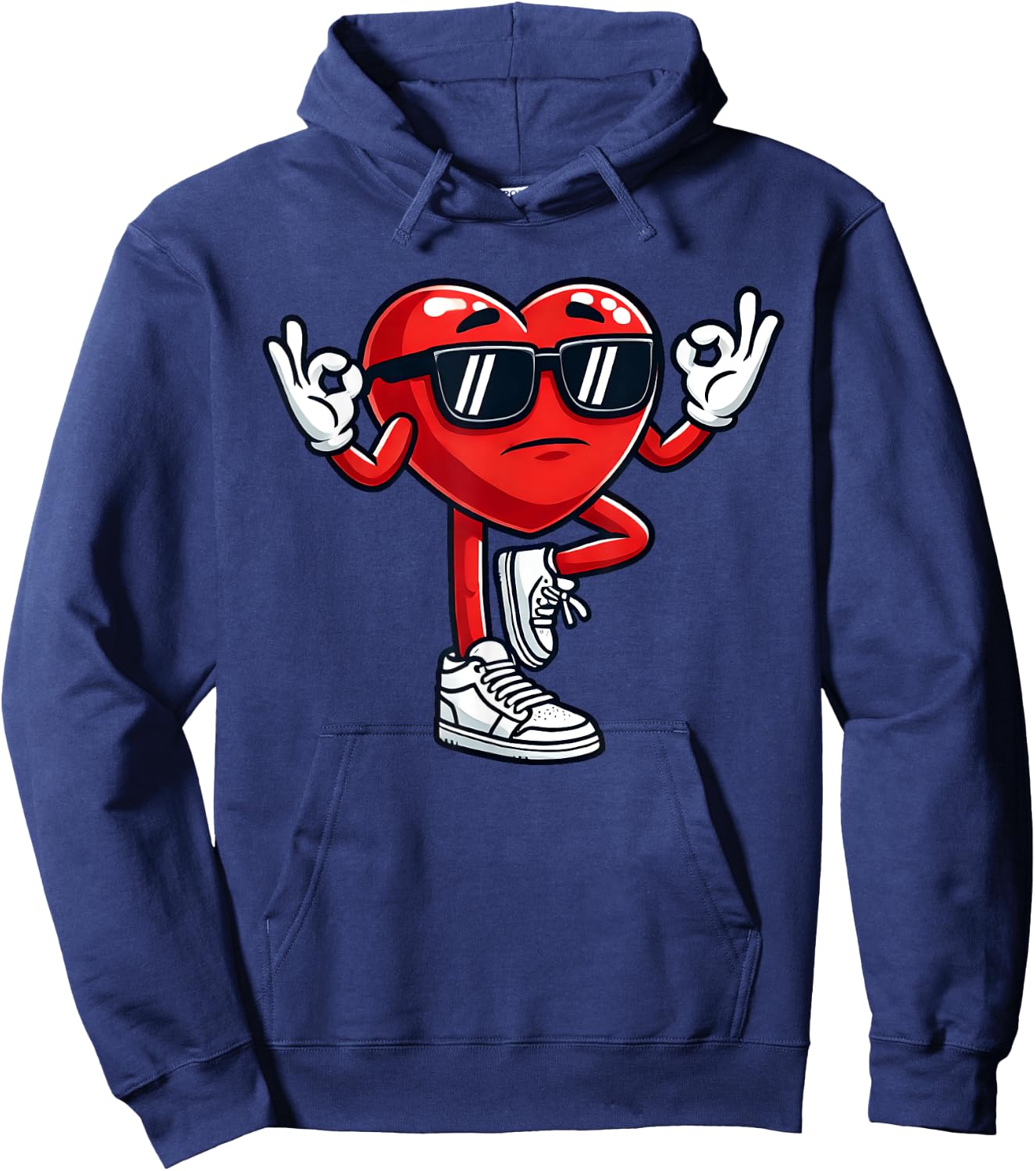 Red Heart Yoga Pose Funny Valentine's Day Family Matching Hoodie - Hoodie | Navy