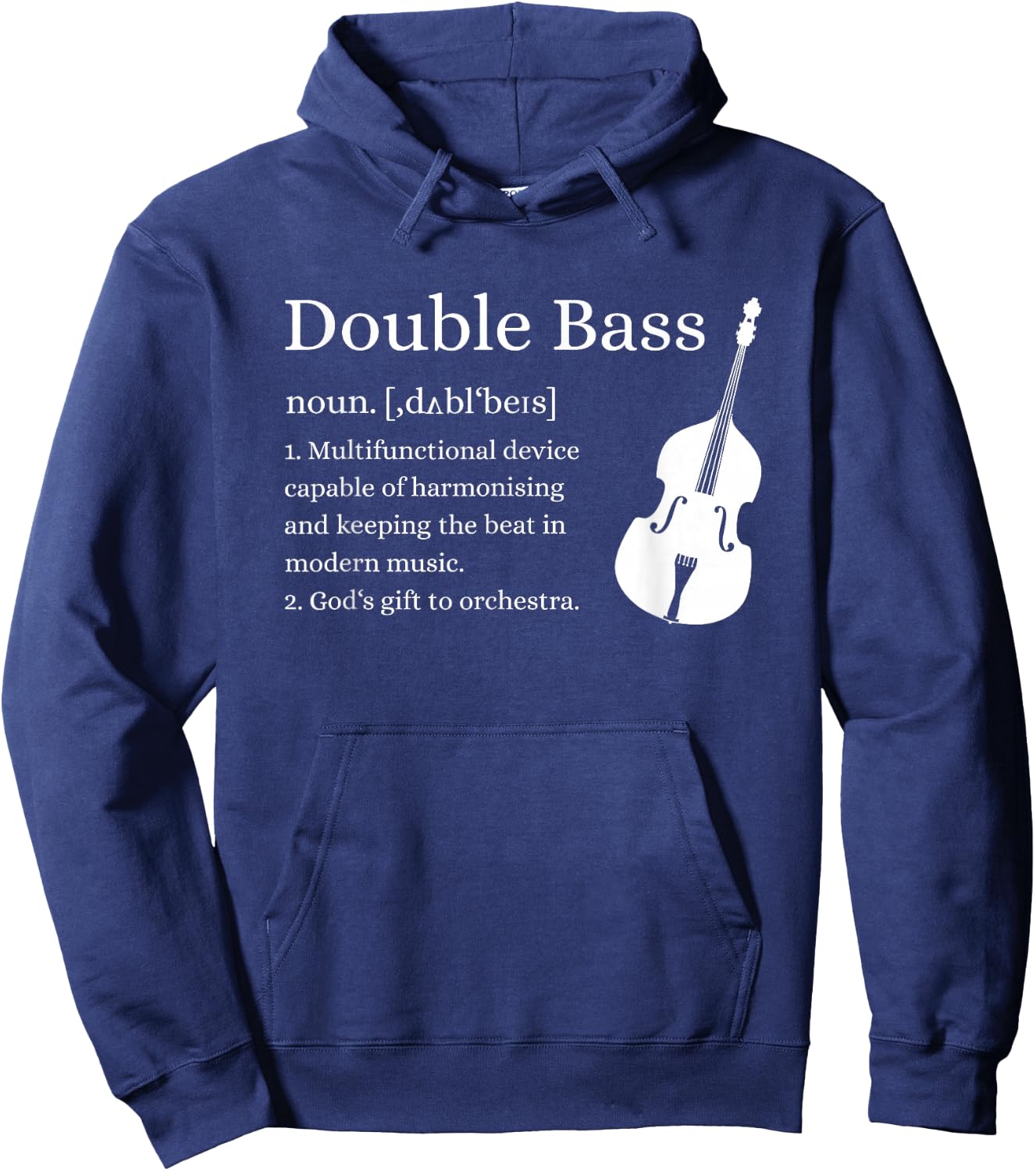Double Bass Definition Upright Bass Instrument Contrabass Hoodie - Hoodie | Navy