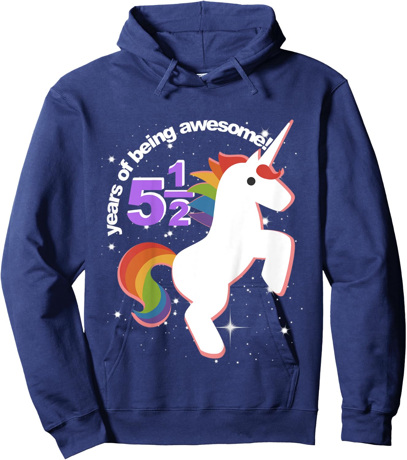 Girls Half Birthday Unicorn Shirt 5.5 5 and Half Years 5th Hoodie - Hoodie | Navy