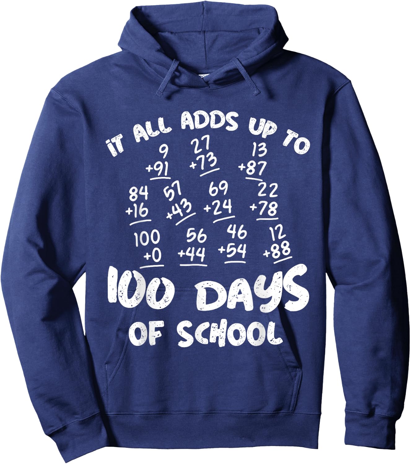 100 Days Of School Math Addition Formula 100th Day School Hoodie - Hoodie | Navy