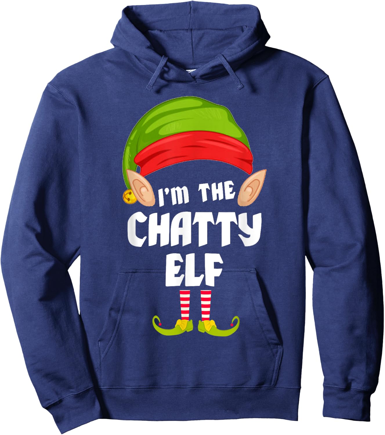 Funny Chatty Elf Matching Family Group PJ Christmas Hoodie - Hoodie | Navy