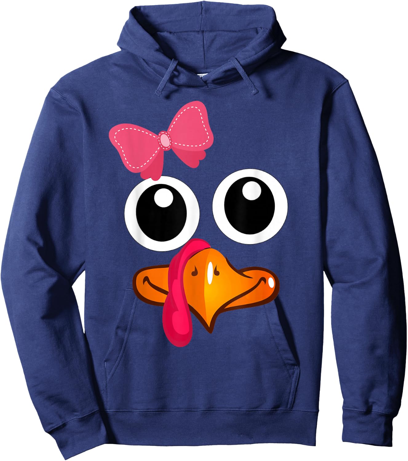 Thanksgiving Turkey Face Cute Girl Hoodie - Hoodie | Navy