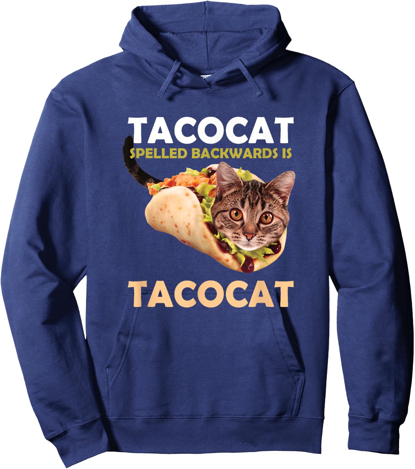 Funny Cute Tacocat Taco Cat Spelled Backward Is Hoodie - Hoodie | Navy