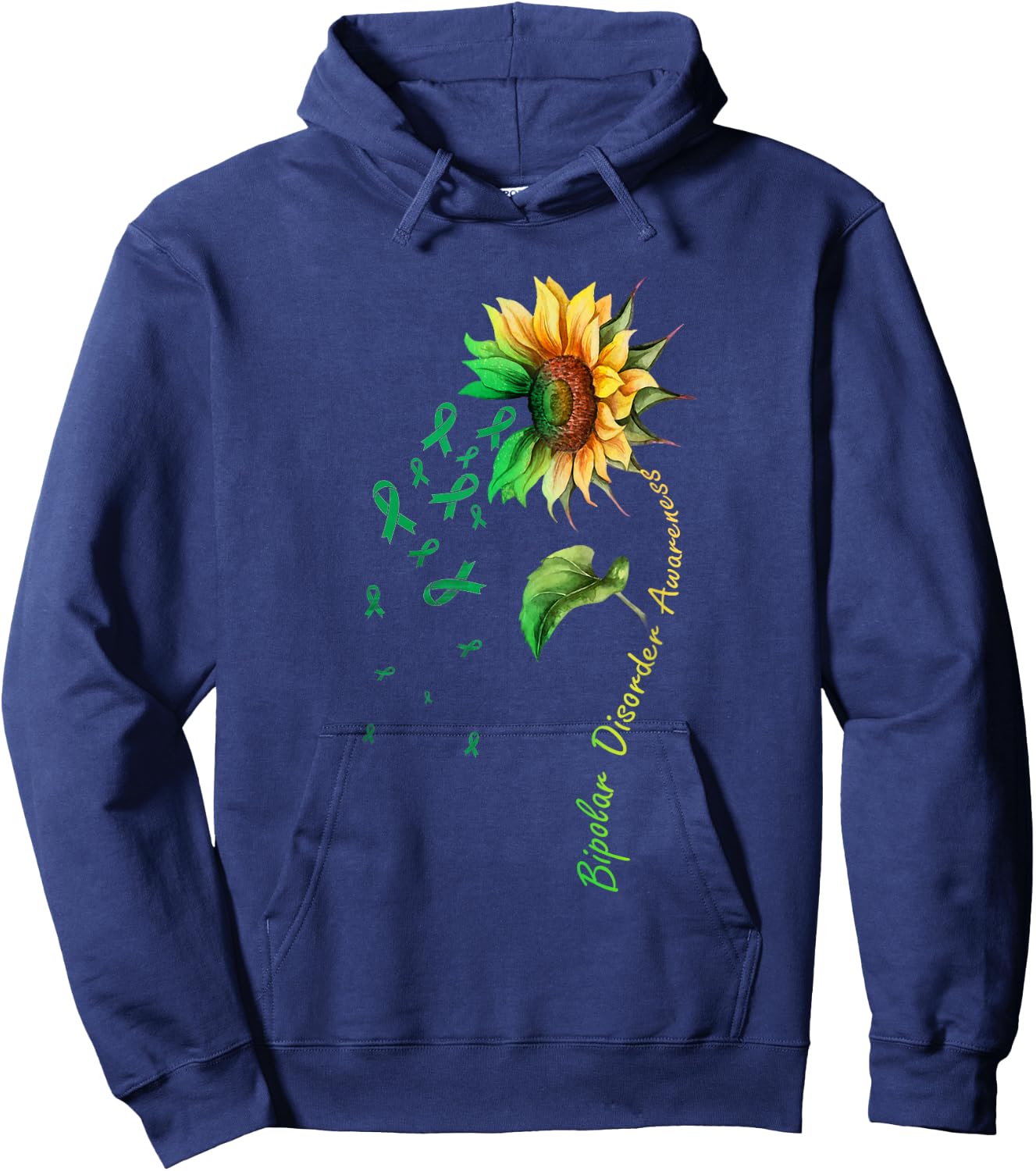 Bipolar Disorder Awareness Sunflower Hoodie - Hoodie | Navy