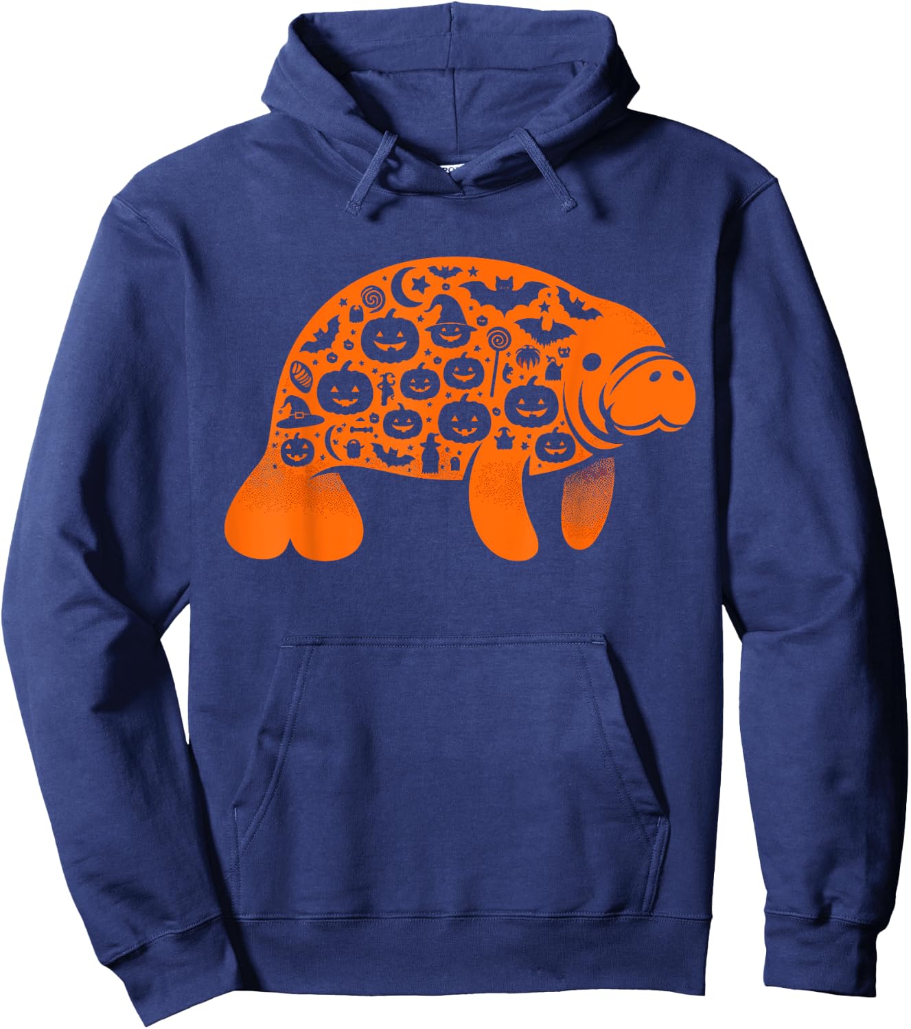 Funny Pumpkin Manatee Candy Halloween Kids Hoodie - Hoodie | Navy