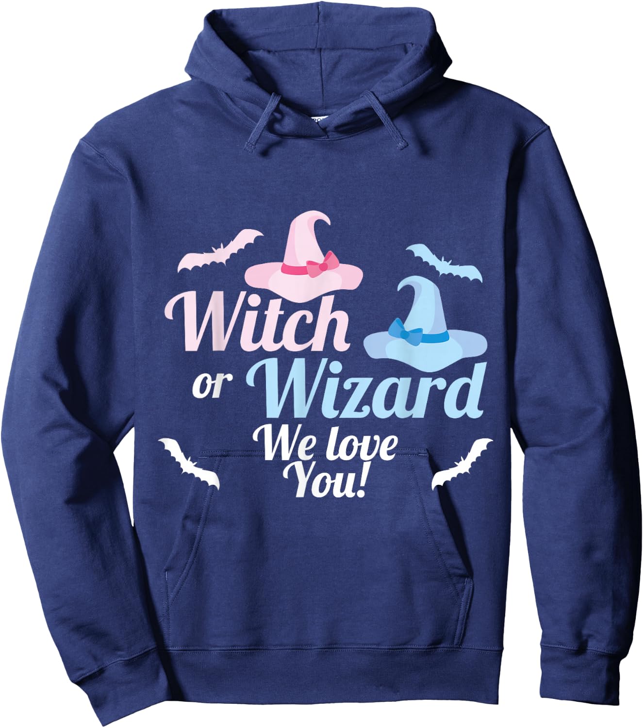 Baby Gender Reveal Shirt Witch or Wizard We Love You Hoodie - Hoodie | Navy
